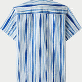 Retro Vertical Tie-Dye Stripe Short Sleeve Shirt