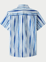 Retro Vertical Tie-Dye Stripe Short Sleeve Shirt