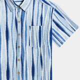 Retro Vertical Tie-Dye Stripe Short Sleeve Shirt
