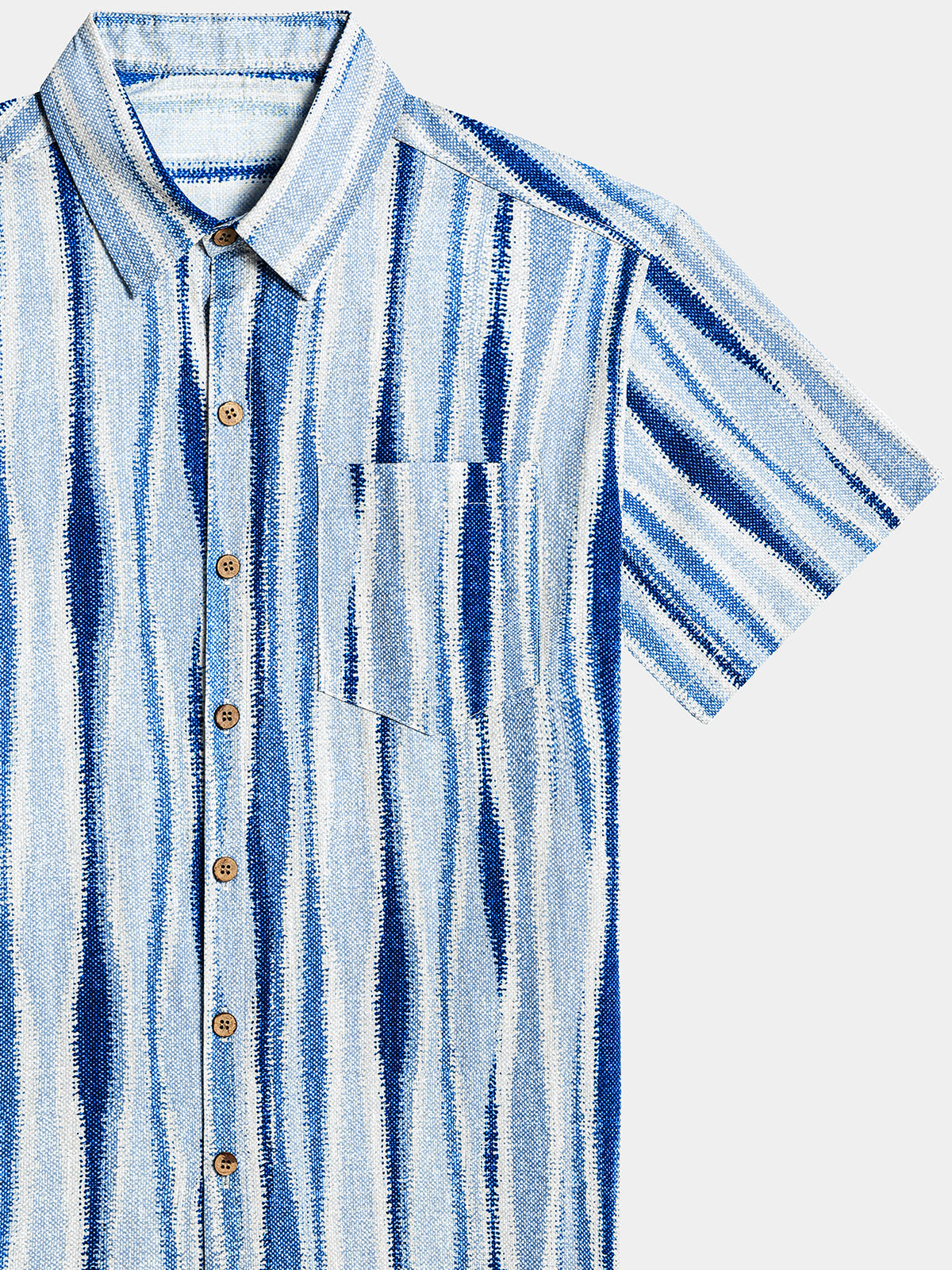 Retro Vertical Tie-Dye Stripe Short Sleeve Shirt