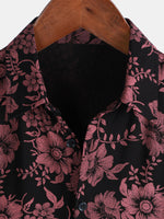 Hawaiian Short-Sleeve Button Shirt, Vintage Style, Floral Print, Breathable, Perfect for Vacation