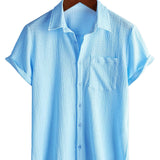 Cotton Casual Shirt with Short Sleeves for Men - Summer