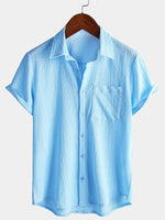 Casual Short-Sleeve Summer Shirt with Pockets, Solid Color