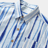 Retro Vertical Tie-Dye Stripe Short Sleeve Shirt