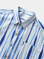 Retro Vertical Tie-Dye Stripe Short Sleeve Shirt
