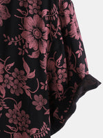 Hawaiian Short-Sleeve Button Shirt, Vintage Style, Floral Print, Breathable, Perfect for Vacation
