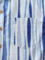 Retro Vertical Tie-Dye Stripe Short Sleeve Shirt