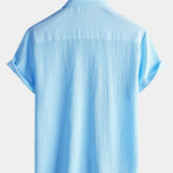 Casual Short-Sleeve Summer Shirt with Pockets, Solid Color