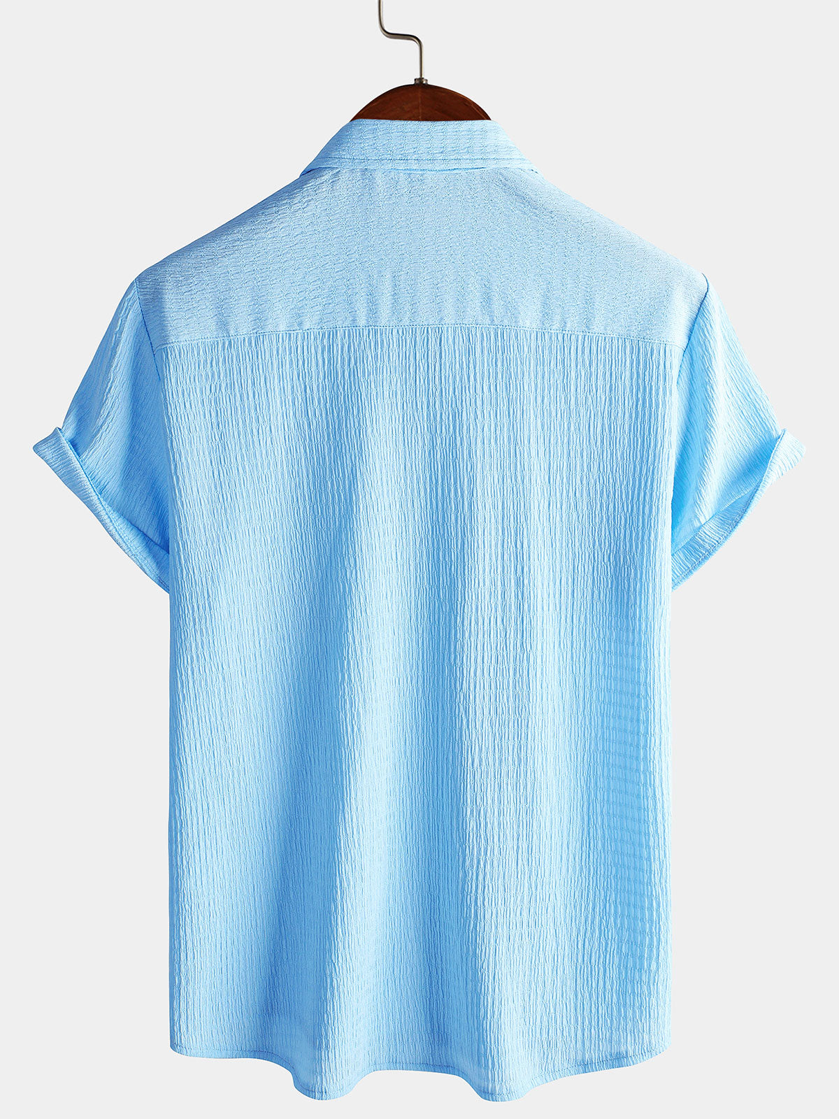 Casual Short-Sleeve Summer Shirt with Pockets, Solid Color