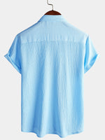 Casual Short-Sleeve Summer Shirt with Pockets, Solid Color