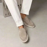 Classic Men's Suede Loafers, Light Grey