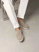 Classic Men's Suede Loafers, Light Grey