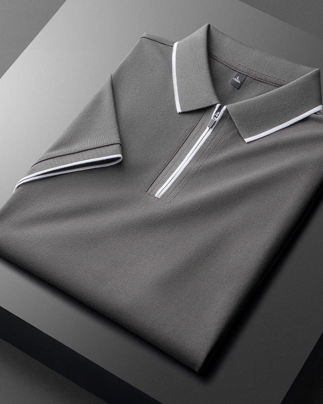 Men's Cotton Polo Shirt, Elegant in Gray