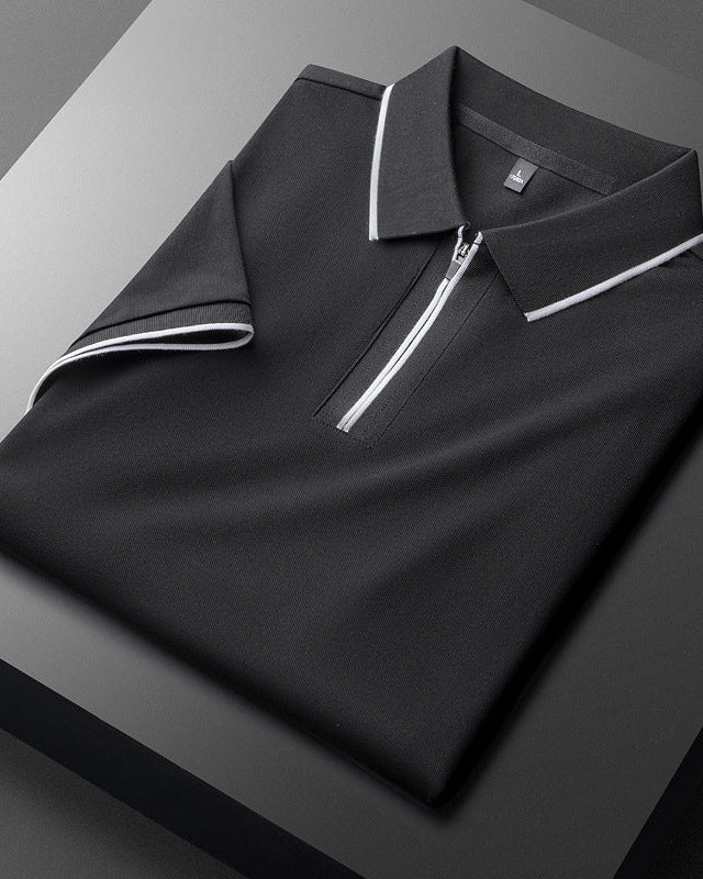 Men's Cotton Polo Shirt, Elegant in Black