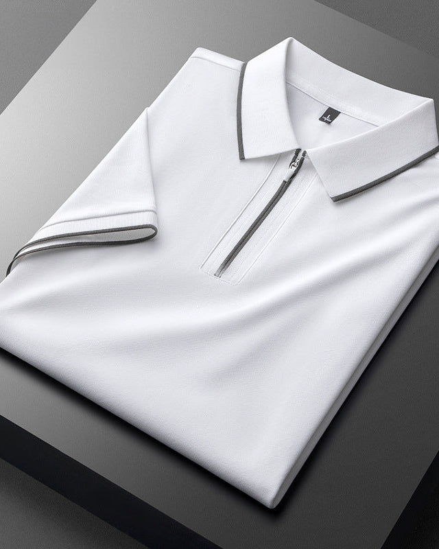 Men's Cotton Polo Shirt, Elegant in White