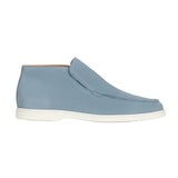 Men's Suede Loafers – Slip-On Chukka Style, Flat Sole – Light Blue