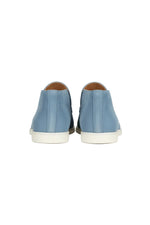 Men's Suede Loafers – Slip-On Chukka Style, Flat Sole – Light Blue