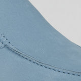 Men's Suede Loafers – Slip-On Chukka Style, Flat Sole – Light Blue