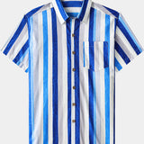 Retro Coastal Stripe Short Sleeve Shirt