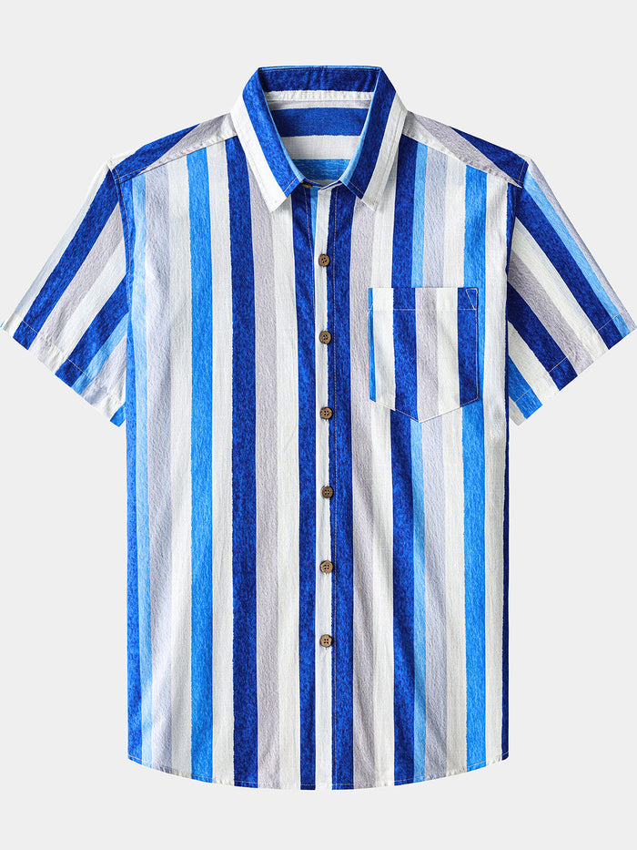Retro Coastal Stripe Short Sleeve Shirt