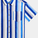 Retro Coastal Stripe Short Sleeve Shirt
