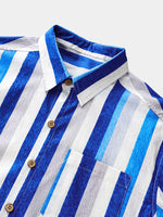 Retro Coastal Stripe Short Sleeve Shirt