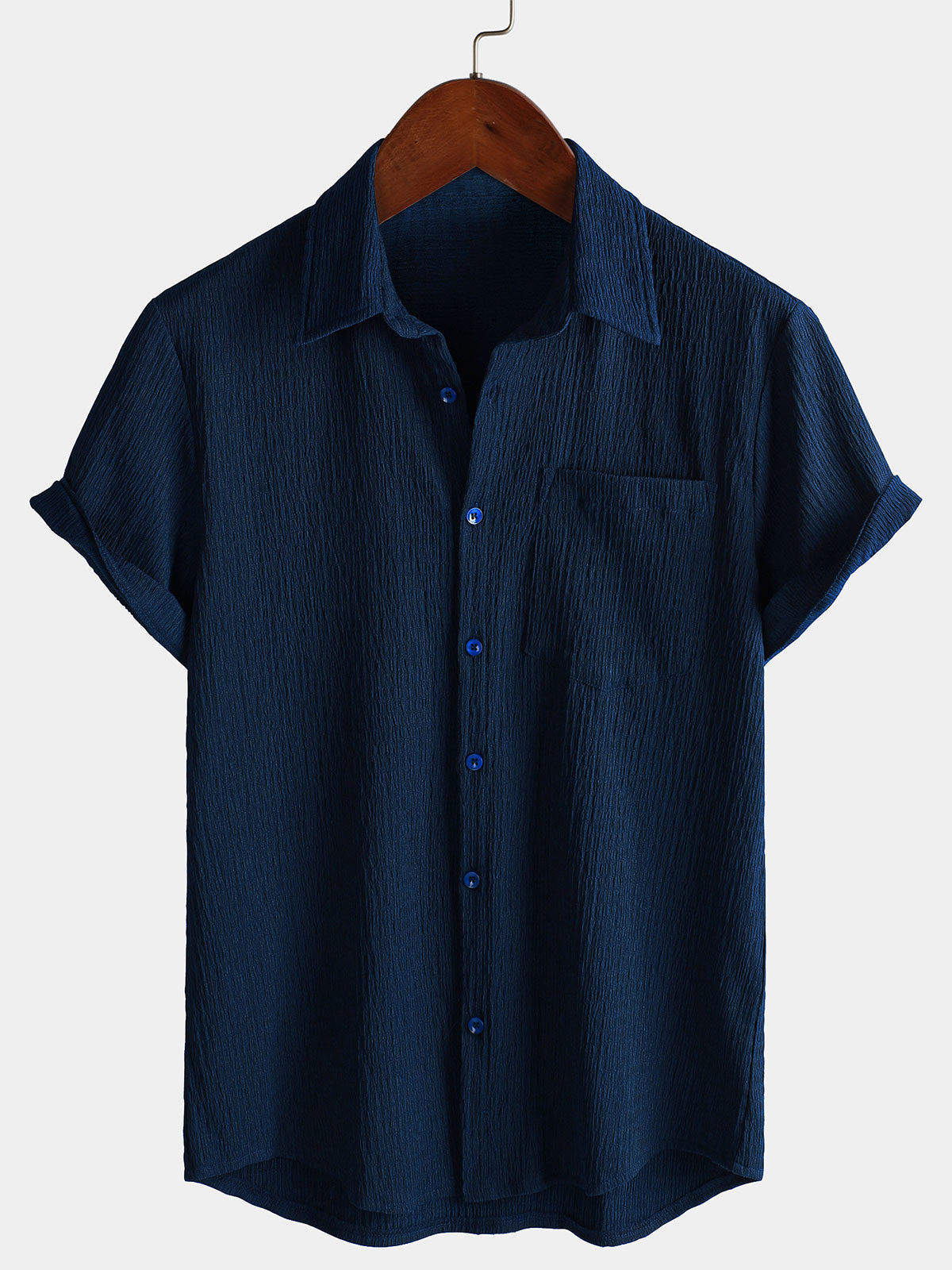 Casual Short-Sleeve Summer Shirt with Pockets, Solid Color