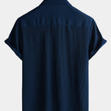 Casual Short-Sleeve Summer Shirt with Pockets, Solid Color