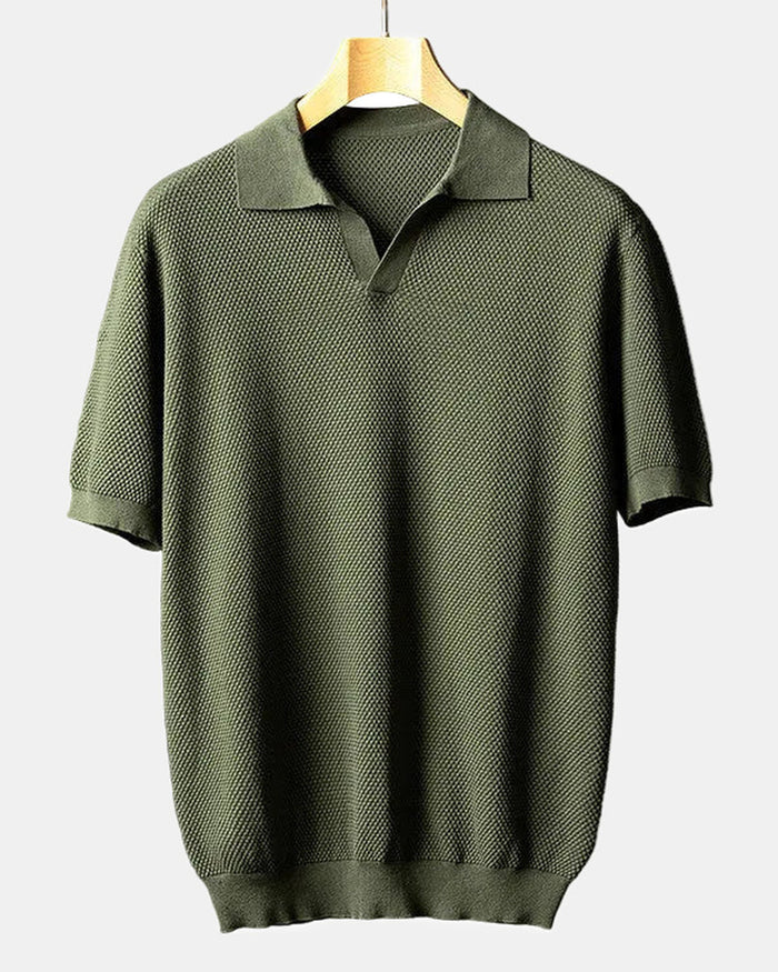 Men's Cotton Polo Shirt, Green and Blue