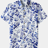Blue Floral Short Sleeve Shirt