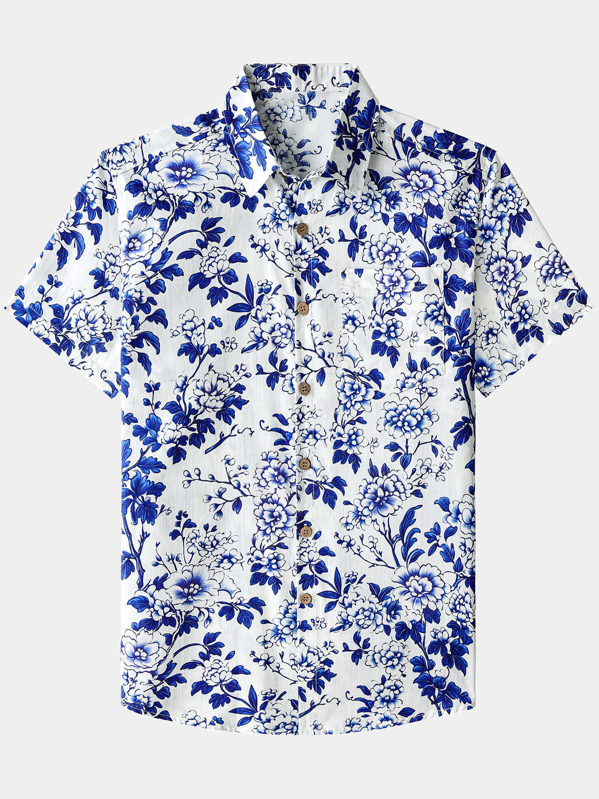 Blue Floral Short Sleeve Shirt