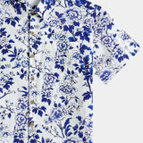 Blue Floral Short Sleeve Shirt
