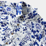 Blue Floral Short Sleeve Shirt