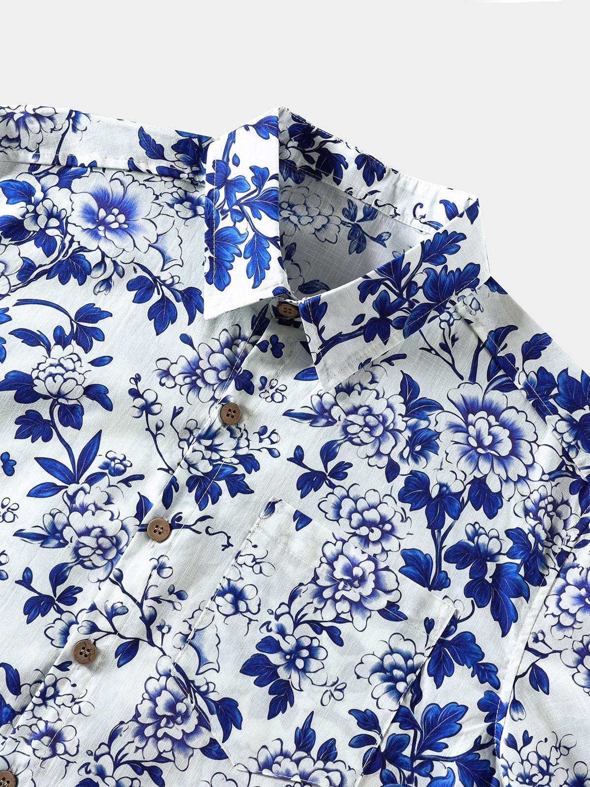 Blue Floral Short Sleeve Shirt