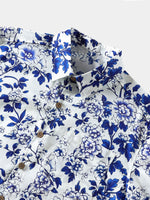 Blue Floral Short Sleeve Shirt
