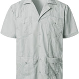 Embroidered Cuban Guayabera Summer Cool Short Sleeve Button Up Shirt