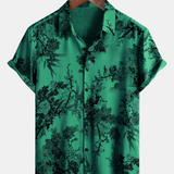 Button-Up Short Sleeve Shirt, Floral Print, Vintage Summer, Hawaiian, Vacation