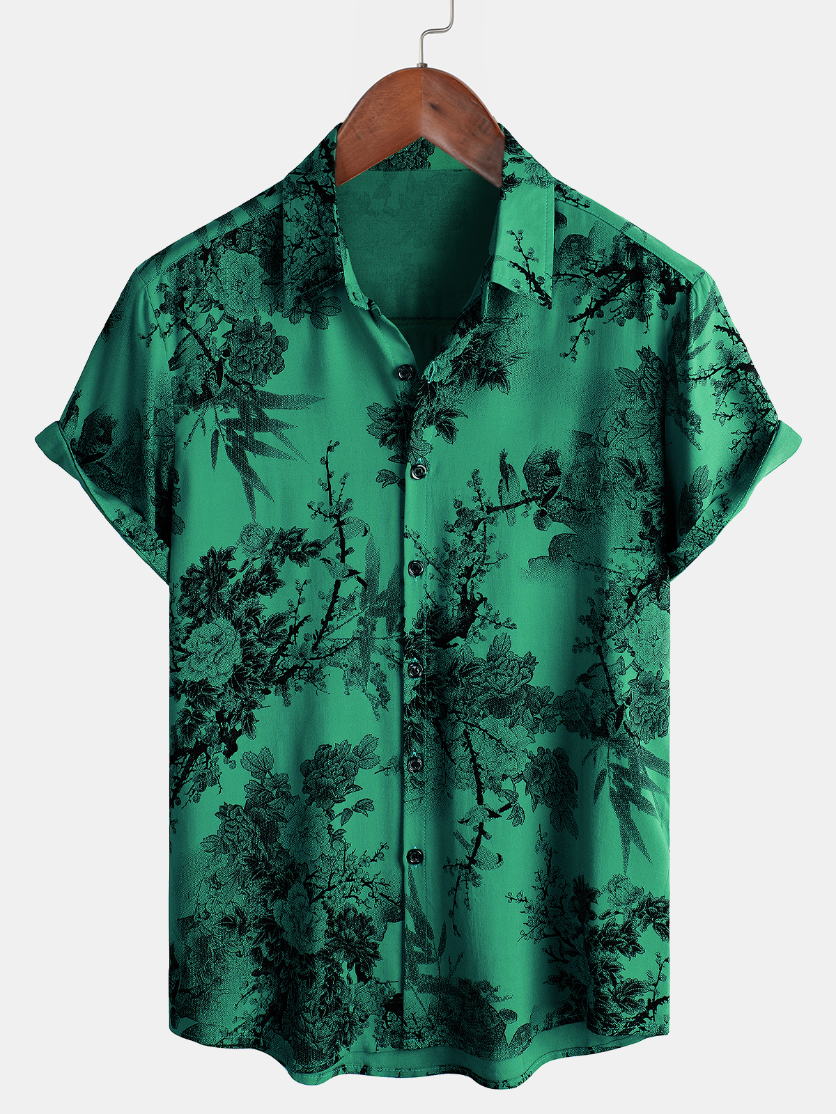 Button-Up Short Sleeve Shirt, Floral Print, Vintage Summer, Hawaiian, Vacation