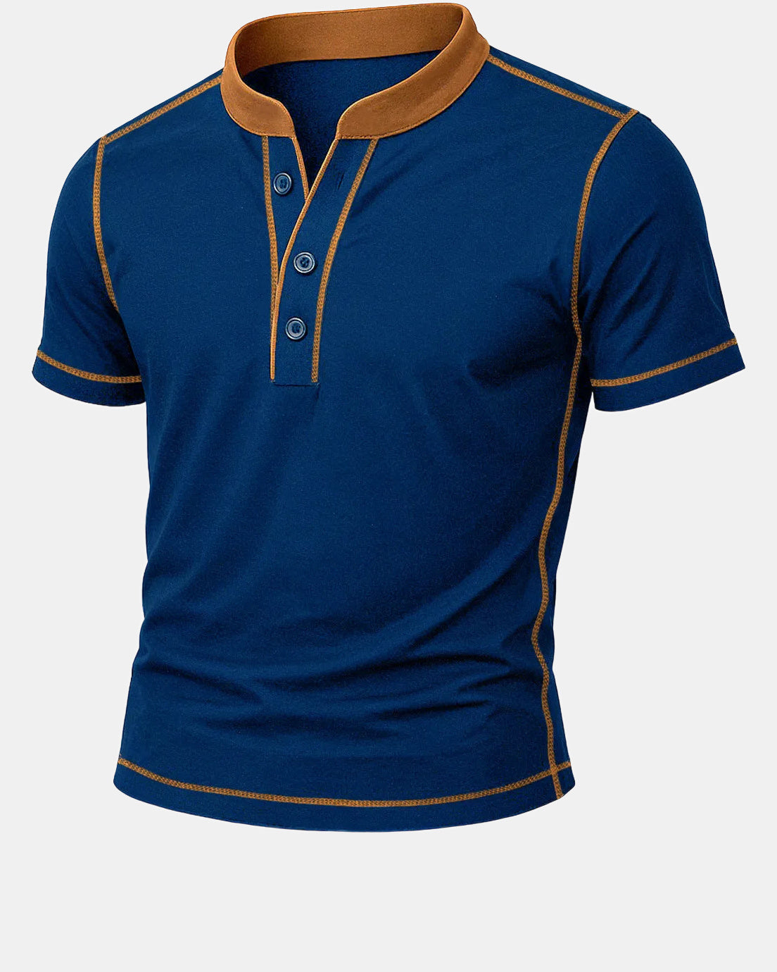 Olivier Men's Cotton Henley Shirt, Ember Edge in Navy