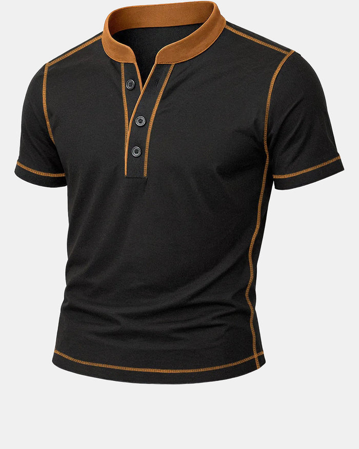 Olivier Men's Cotton Henley Shirt, Ember Edge