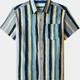 Retro Multicolor Stripe Short Sleeve Shirt