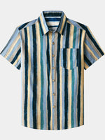 Retro Multicolor Stripe Short Sleeve Shirt