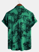 Button-Up Short Sleeve Shirt, Floral Print, Vintage Summer, Hawaiian, Vacation