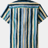 Retro Multicolor Stripe Short Sleeve Shirt