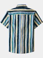 Retro Multicolor Stripe Short Sleeve Shirt