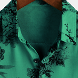 Button-Up Short Sleeve Shirt, Floral Print, Vintage Summer, Hawaiian, Vacation
