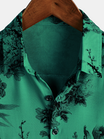 Button-Up Short Sleeve Shirt, Floral Print, Vintage Summer, Hawaiian, Vacation
