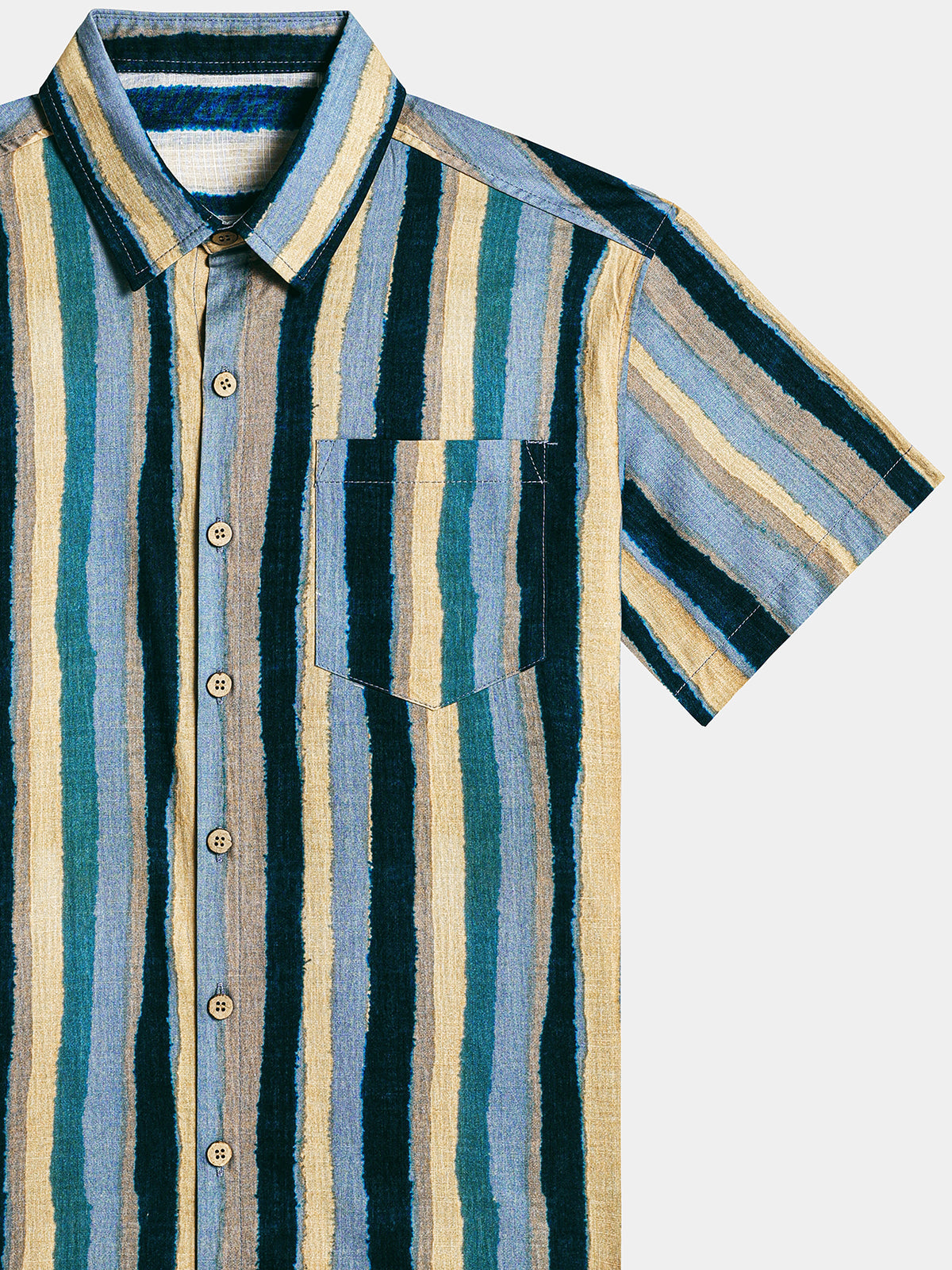 Retro Multicolor Stripe Short Sleeve Shirt