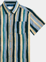 Retro Multicolor Stripe Short Sleeve Shirt