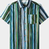 Casual Stripe Short Sleeve Shirt